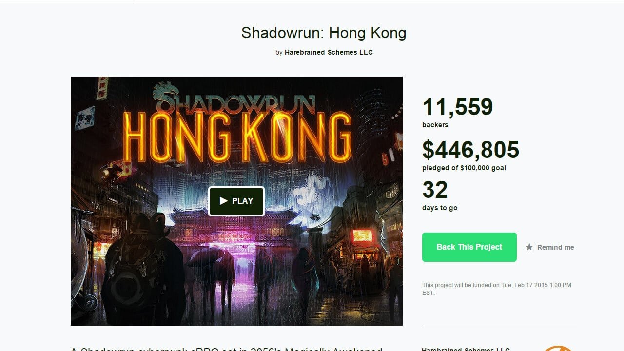 Shadowrun: Hong Kong Kickstarter Already Funded