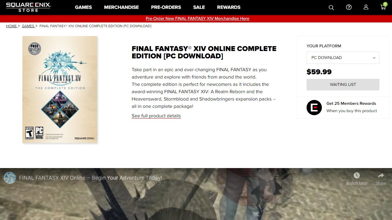 Square Enix'S Online Store Is Currently Sold Out Of Final Fantasy Xiv, Amid A Spike In Demand For The Mmorpg.