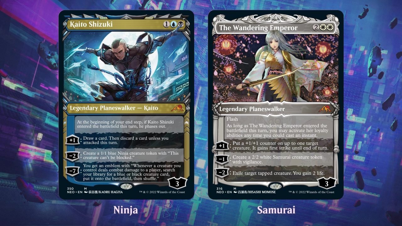 Ninja And Samurai Cards In Kamigawa: Neon Dynasty Receive Unique Frames In Their Alternate Printings.