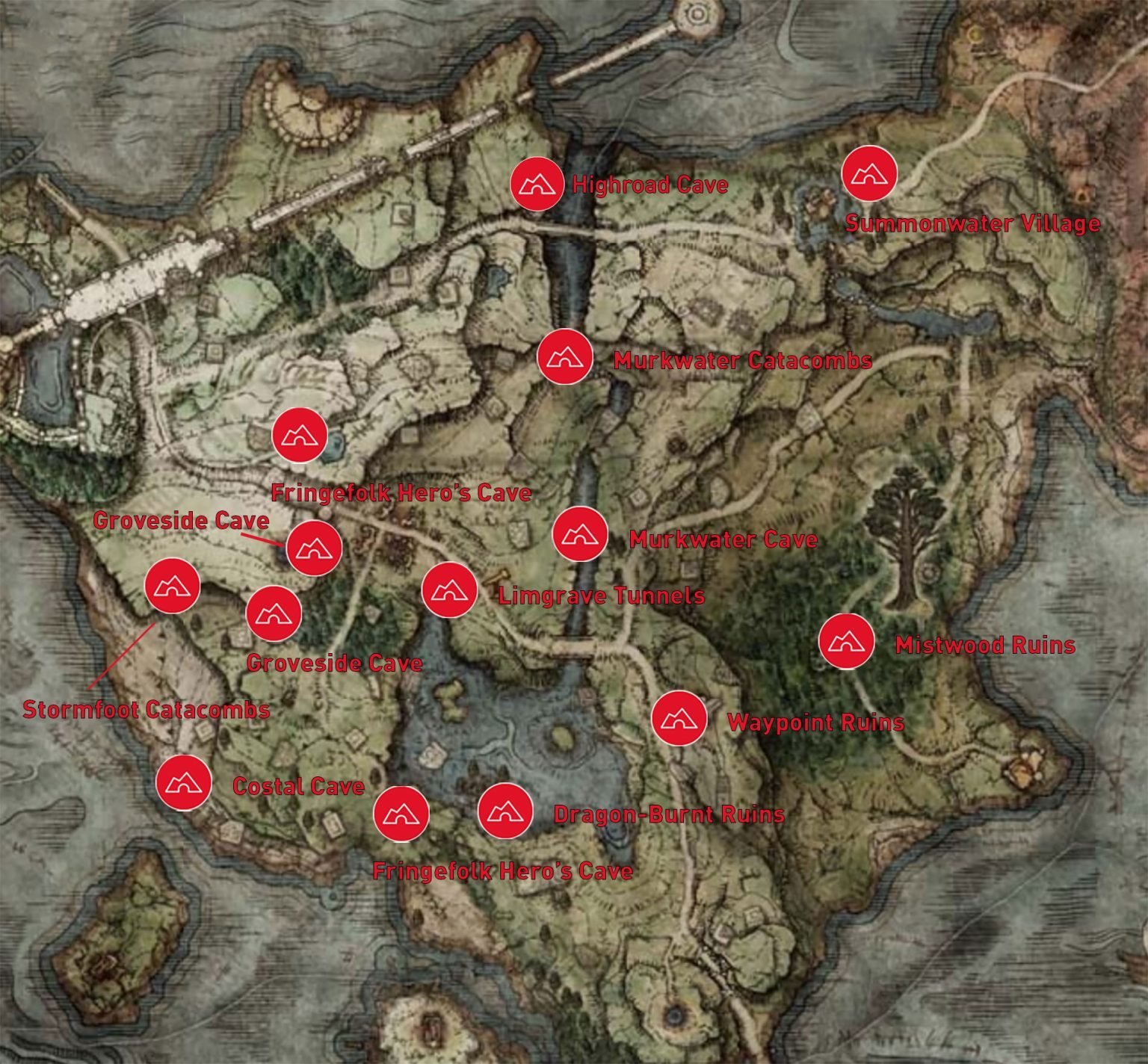 Guides Elden Ring Guide Limgrave Dungeon Locations 1536x1424 