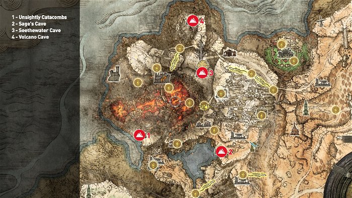 Elden Ring Guide: Mt. Gelmir Dungeons Locations