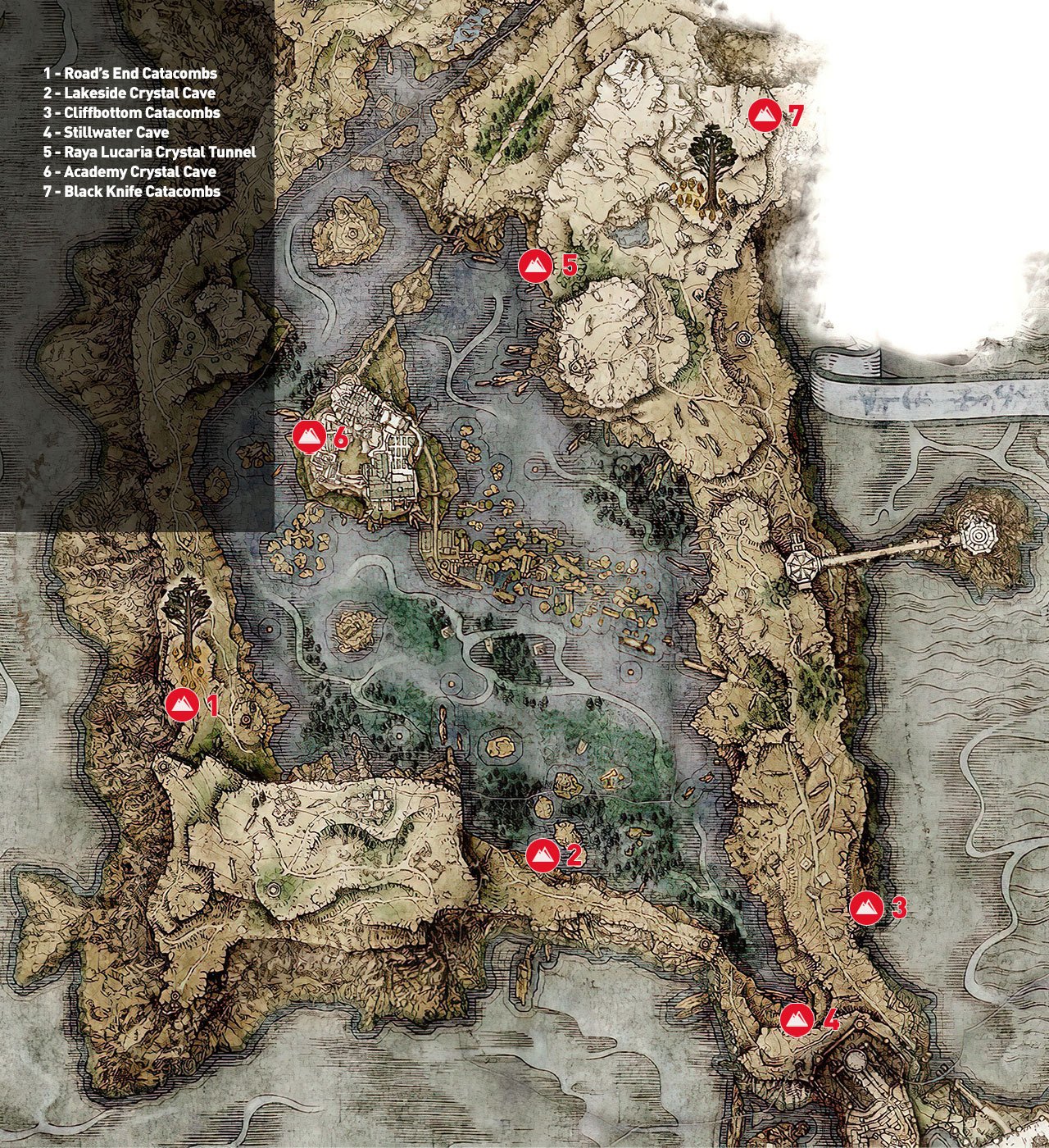 Elden Ring Guide Liurnia of The Lakes Dungeon Locations