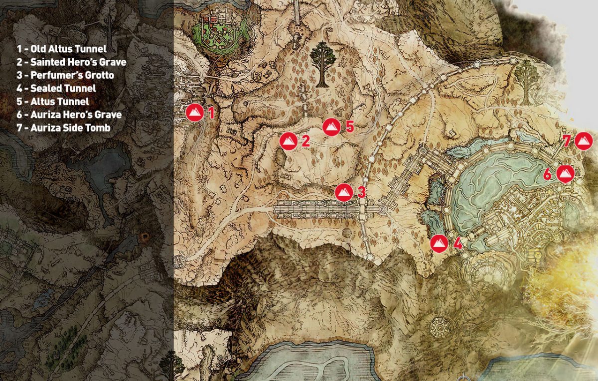 Elden Ring Guide Altus Plateau Dungeon Locations
