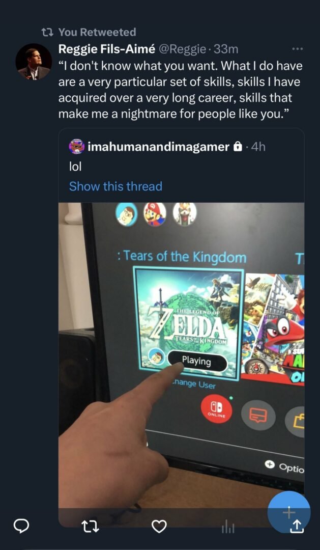Twitter User Iamhumanandiamgamer Shares Image Of Their Nintendo Switch With The Unreleased Tears Of The Kingdom Icon.