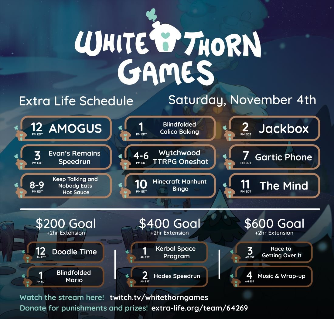 Whitethorn Games Is Excited To Announce Our Extra Life Charity