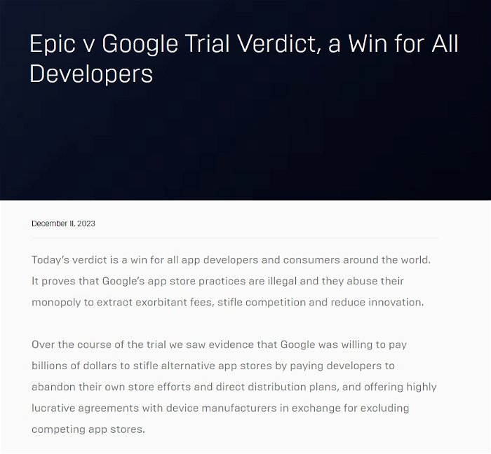 Epic Wins Against Google In Suit About App Store Monopolies