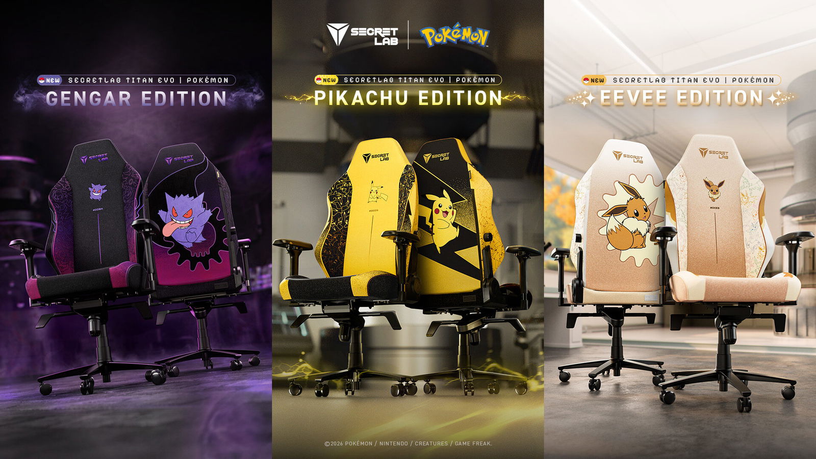 Secretlab Unveils Titan Evo Pokémon Collection, Bringing Pikachu, Gengar, And Eevee Secretlab Unveils Titan Evo Pokémon Collection, Bringing Pikachu, Gengar, And Eevee